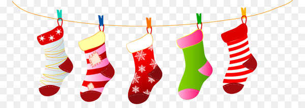 Santa Claus Christmas stocking Sock Christmas decoration - Vector colored socks drying 