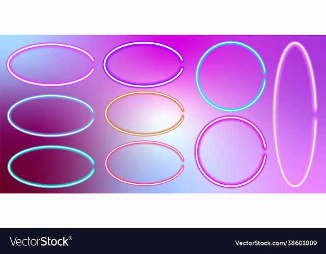 set neon glowing frames in multicolored unicorn