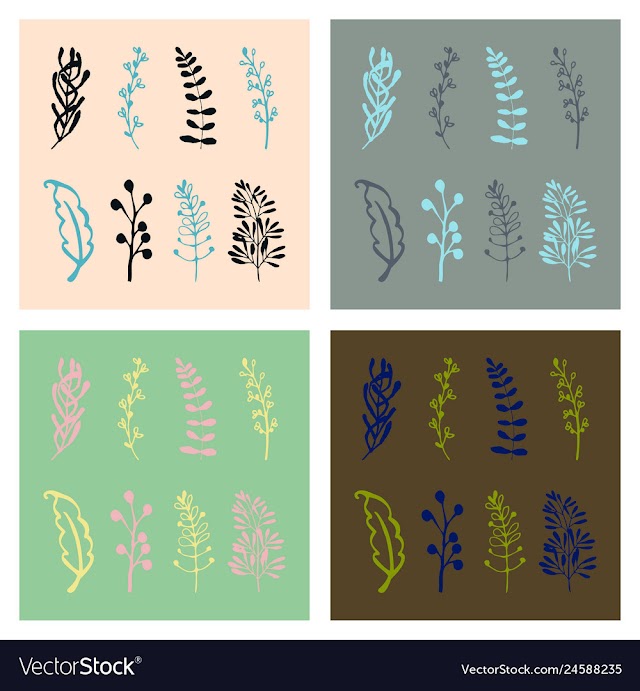 Set of vintage ornaments with floral elements for vector image