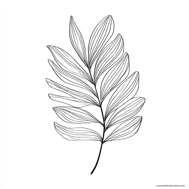 Simple Palm Frond Coloring Page for Kids