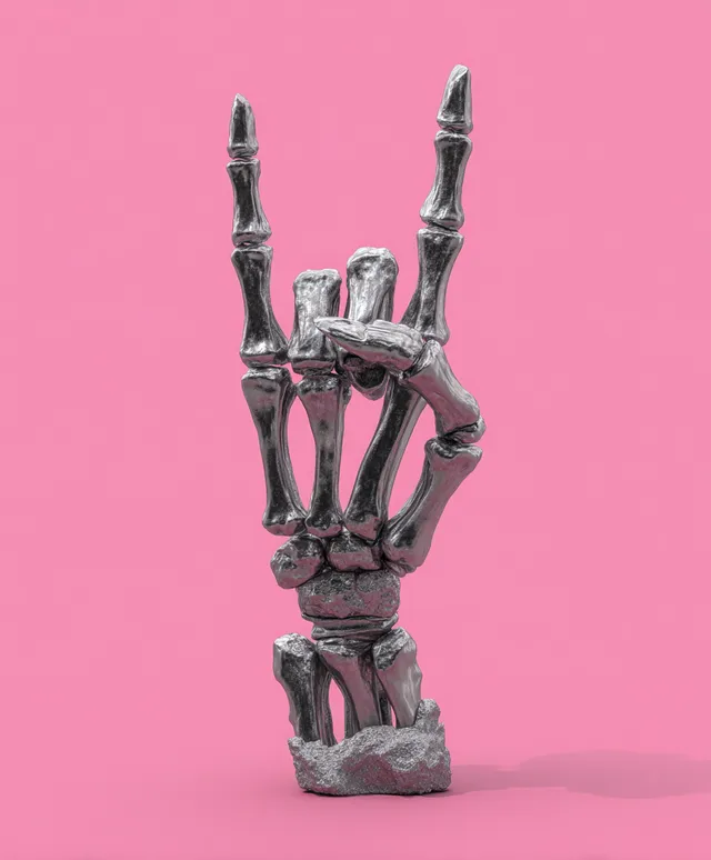 Skeleton Hands Making Rock Sign