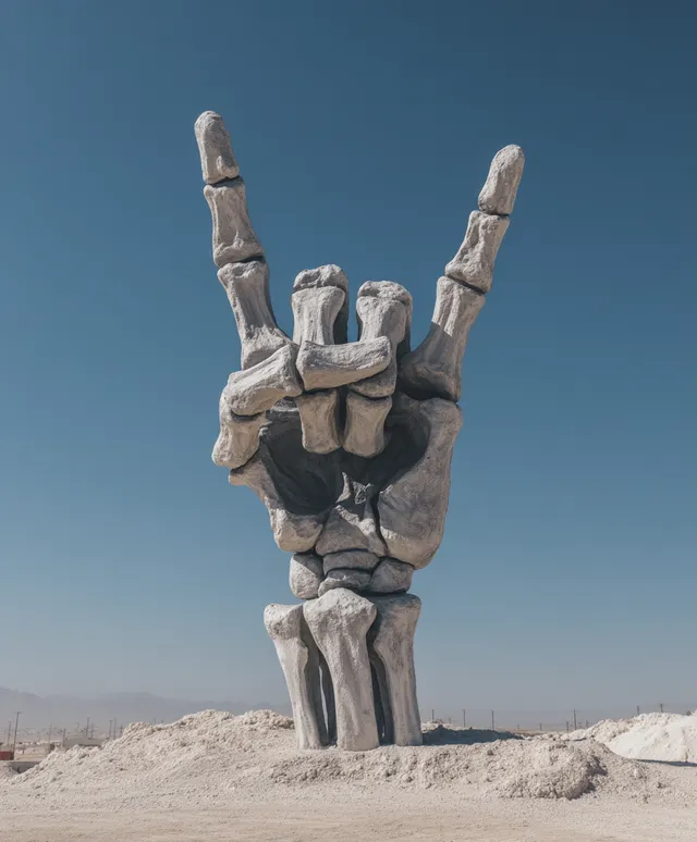Skeleton Hands Making Rock Sign