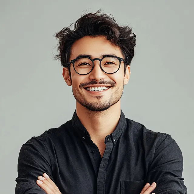 Smiling Chinese Product Director: Modern Professional Portrait