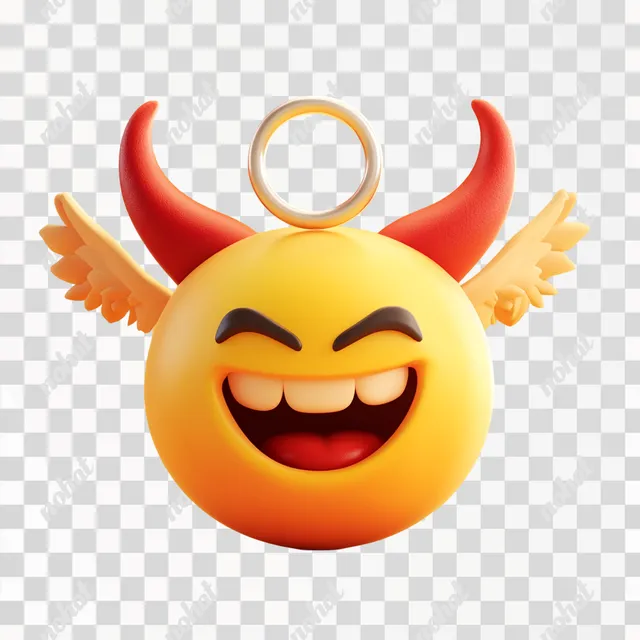 Smiling Devil Emoji with Angel Ring