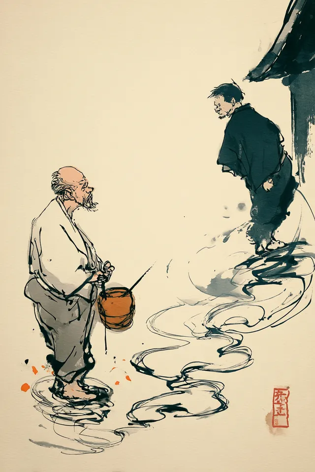 Sorrowful Encounter in a 19th Century Japanese Rural Landscape
