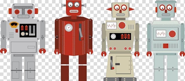 Spielzeugroboter Vintage Illustration, Colorful cartoon robot transparent background PNG clipart