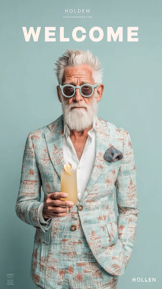 Stylish CEO with Cocktail in Dior Patterned Suit