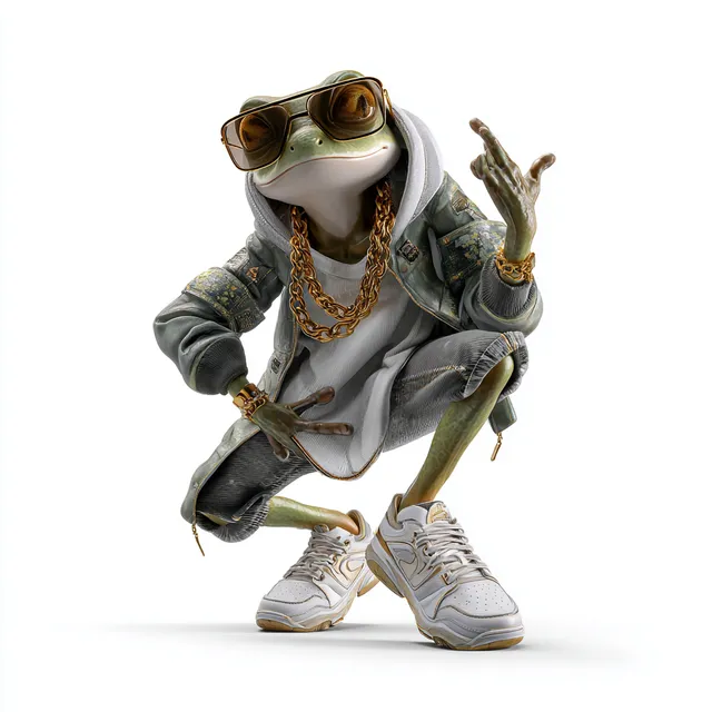 Stylish Frog Street Dancer in Hip-Hop Fashion