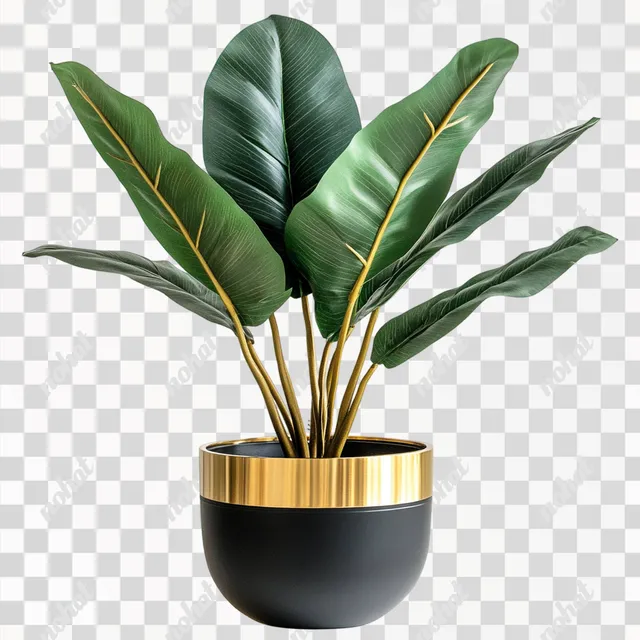 Stylish Indoor Plants in Black Gold Flowerpots