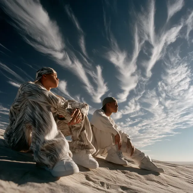 Stylish Kids at the Beach Under a Dramatic Sky