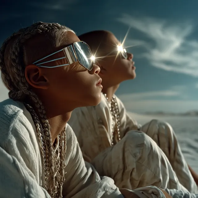 Stylish Kids in Sunglasses Gazing at the Sky