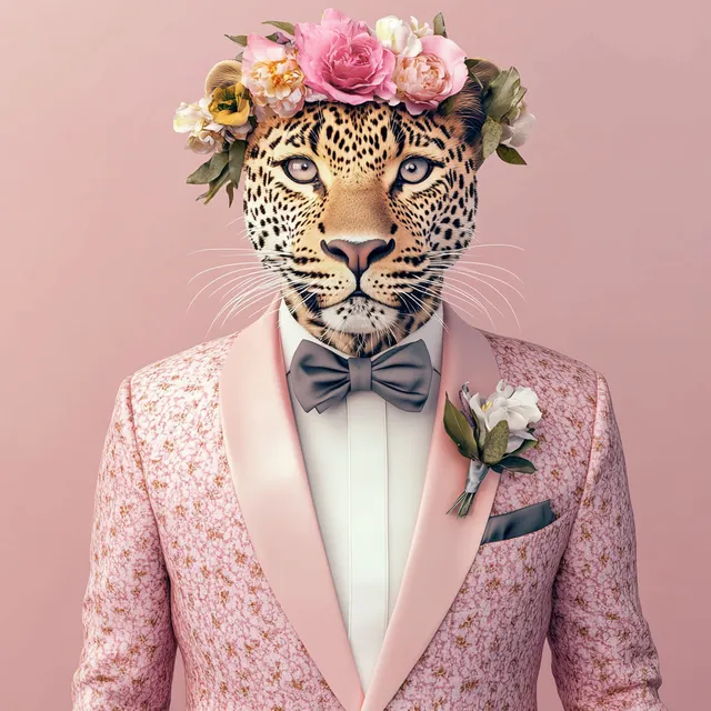 Stylish Leopard: Fashion-Forward in Floral Gucci-Inspired Attire