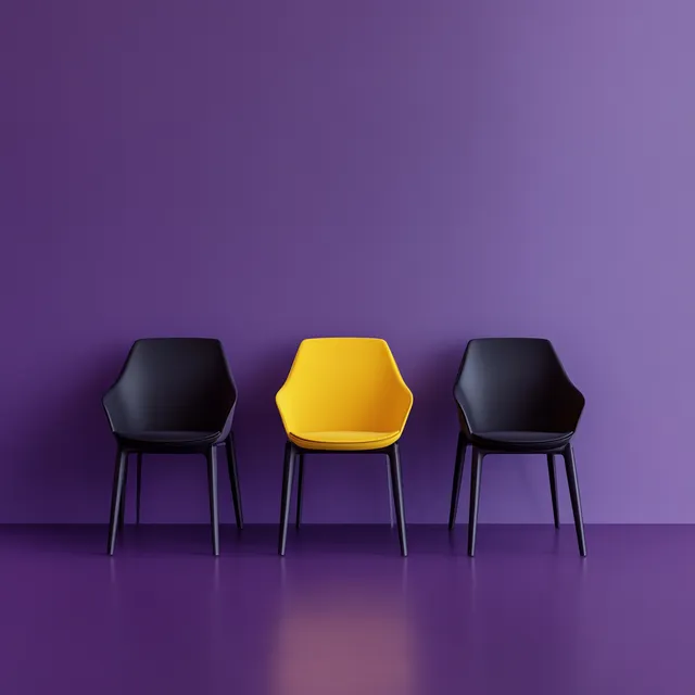 Stylish Modern Chairs Arrangement in Purple Interior