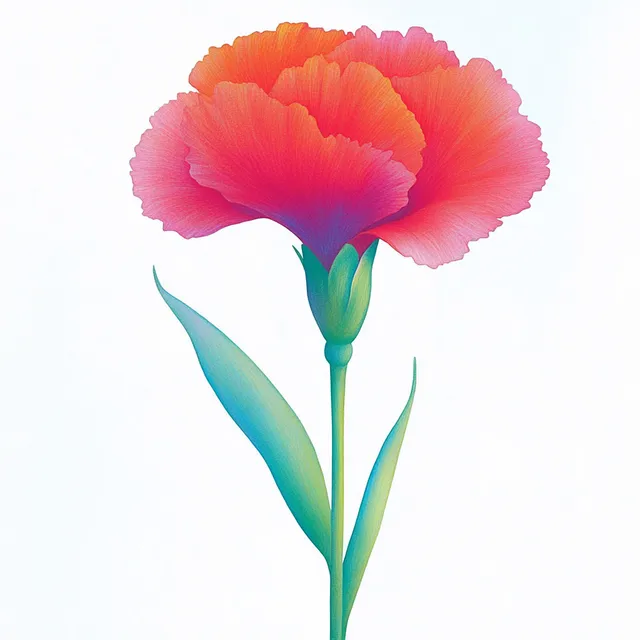 Stylized red carnation illustration for mourning on white background