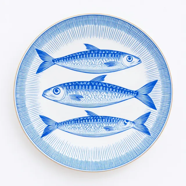 Stylized Sardines on Decorative Plate