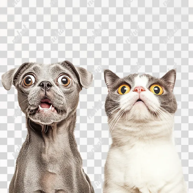 Surprised Friends: A Dog and Cat Duo