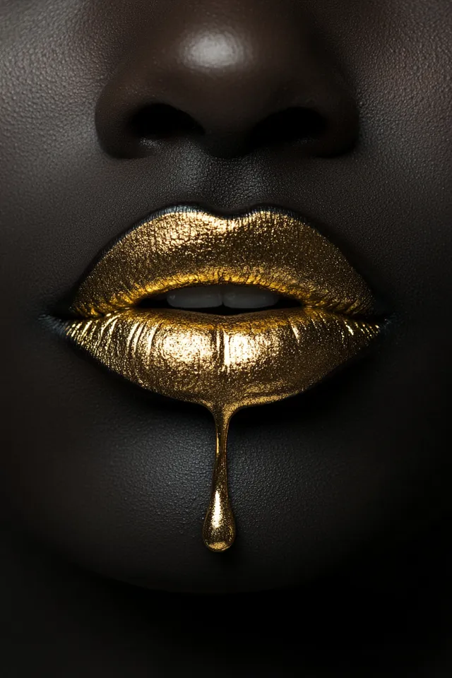Surrealist Gold Lip Art