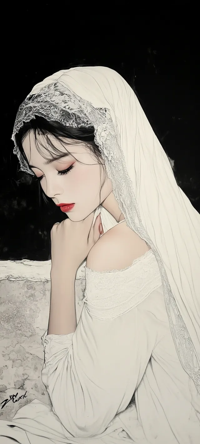 Surrealist Ink Painting of a Classical Egyptian Woman