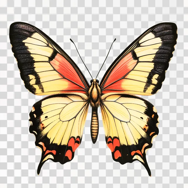 Symmetrical Butterfly with Intricate Wings on White