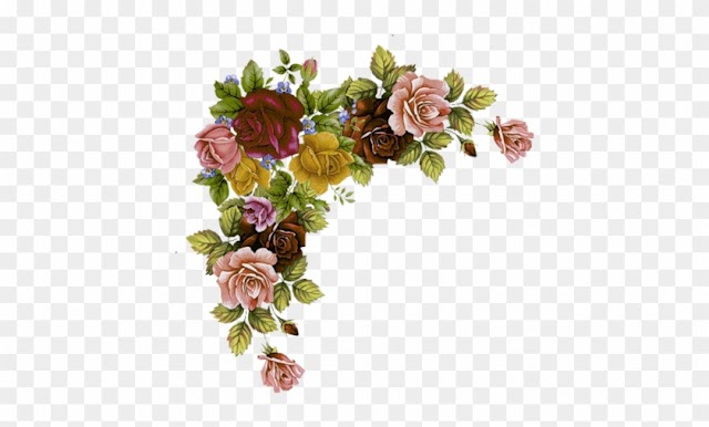Tendrils Of Flowers - Vintage Floral Corner Border Png