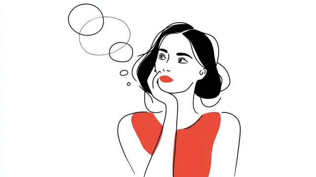Thoughtful Woman with Large Facial Proportions