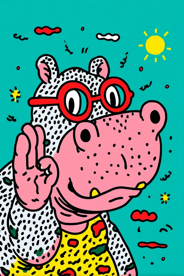 Tired Hippo Making 'OK' Gesture