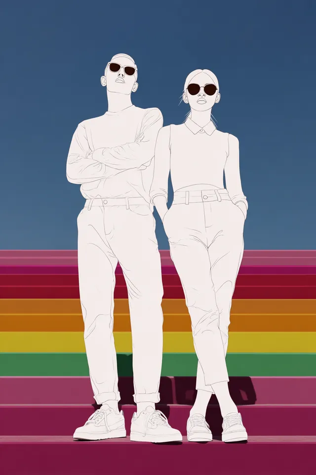 Trendy Male and Female Models on Movie Set