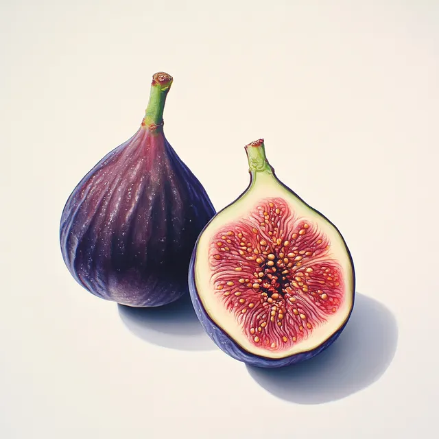 Free: Two ripe figs on a white background, one whole and one sliced ...