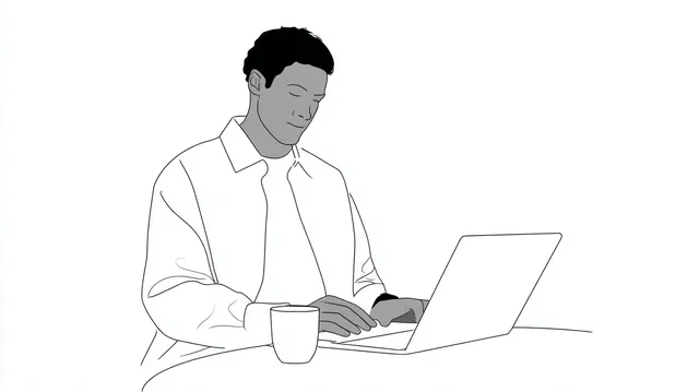 User Customizing Cushion on Laptop - Minimalist Sketch