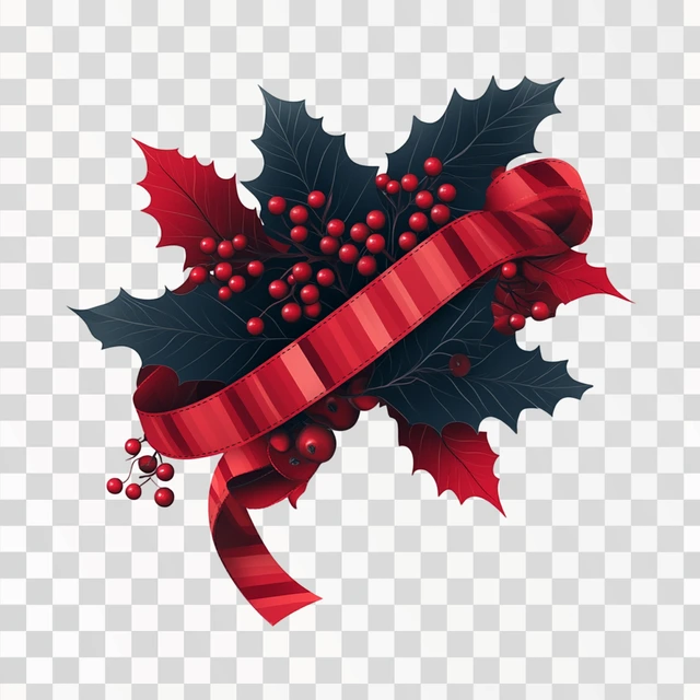 Free: vector graphic of holly leaves and red berries wrapped in st ...