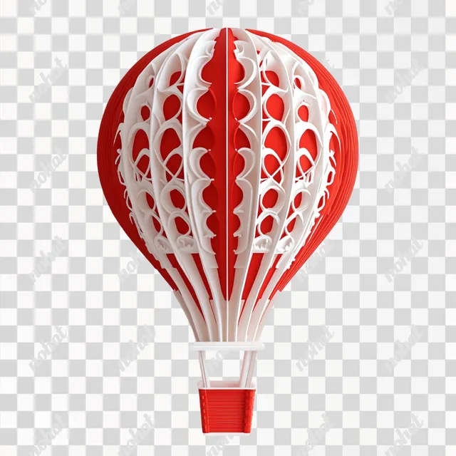 Vibrant 3D Hot Air Balloon with Red Basket