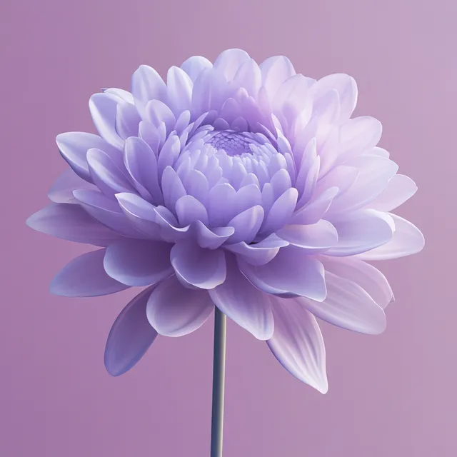 Vibrant 3D Purple Flower in Minimalist Space with Studio Lighting