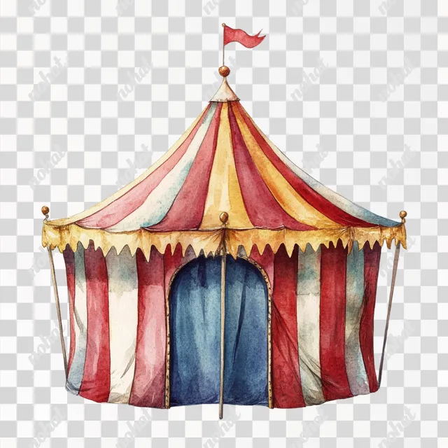 Vibrant Watercolor Circus Tent Art in High Definition