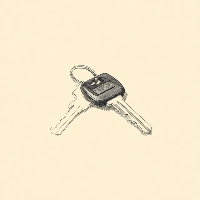Vintage Car Key Illustration