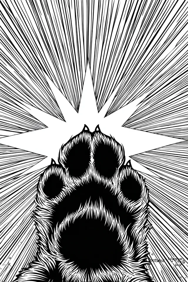 Vintage Cat Paw Reaching for a Star