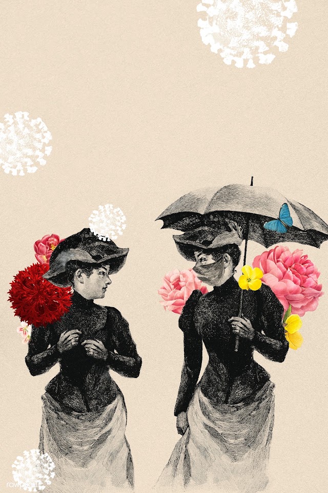 Vintage Victorian ladies with flower decoration in coronavirus contami.. | Free  illustration - 2319734