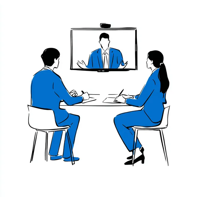Virtual Business Meeting in Blue Suits