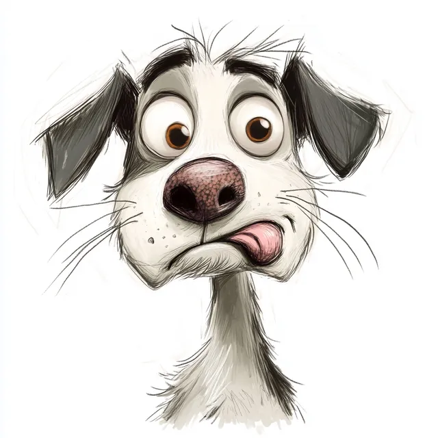 Whimsical Dog Portrait: A Cartoonish Delight