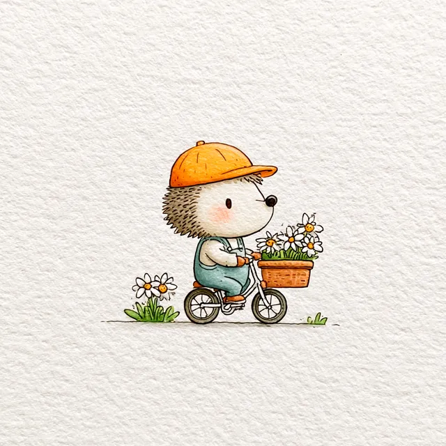 Whimsical Hedgehog on a Tricycle