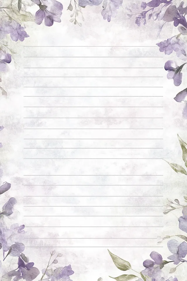 Whimsical Lilac Floral Watercolor Border Design
