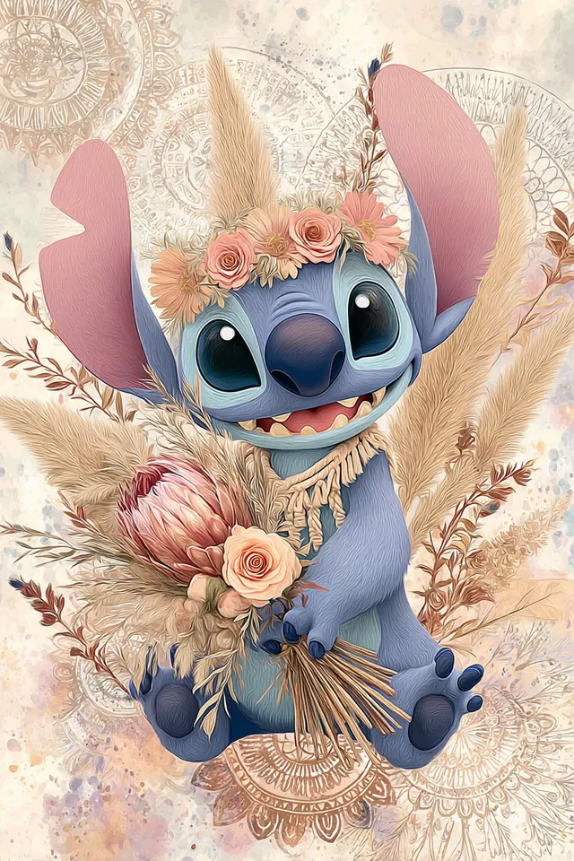 Whimsical Stitch with Boho Bouquet
