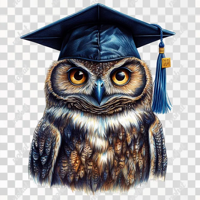 Wise Owl Graduate: Airbrush Illustration with Cap and Tassel
