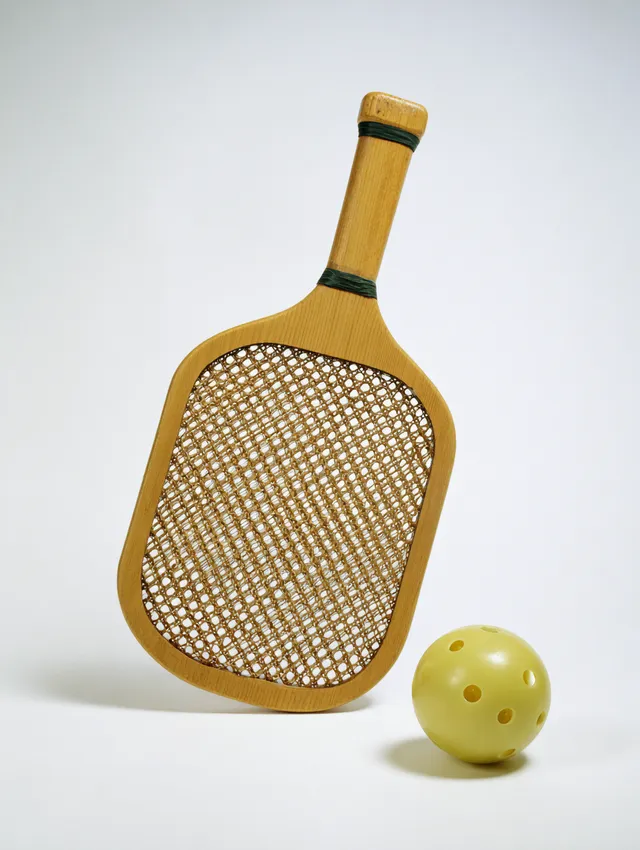 Free: Wooden Pickleball Racket and Ball on White Background - nohat.cc