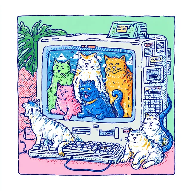 Worried Cats Encountering Technology