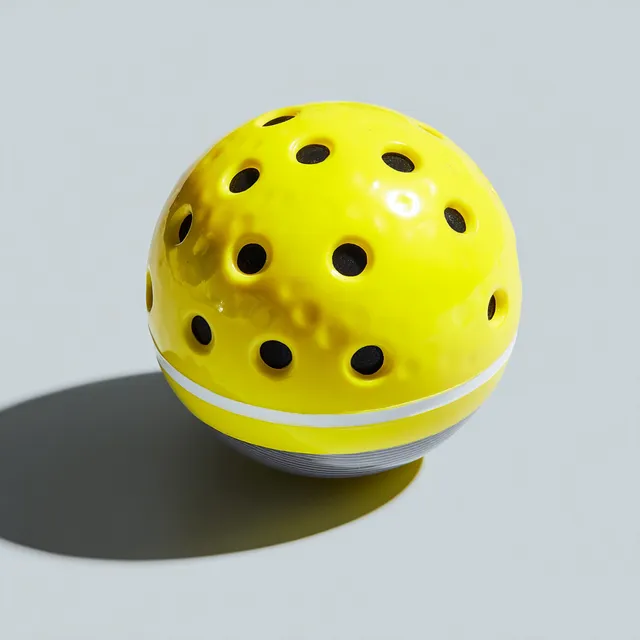 Yellow Pickleball Ball on Gray Background