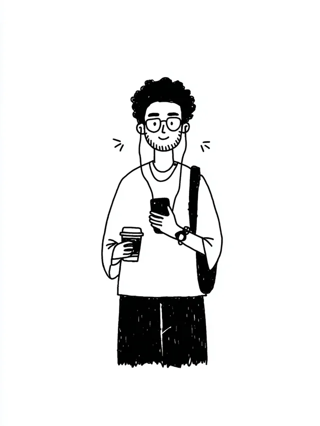 Young Man Engrossed in Smartphone